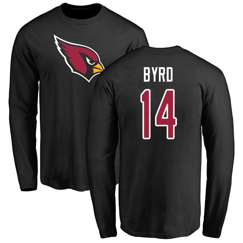 Arizona Cardinals Men Black Damiere Byrd Name And Number Logo NFL Football 14 Long Sleeve T Shirt